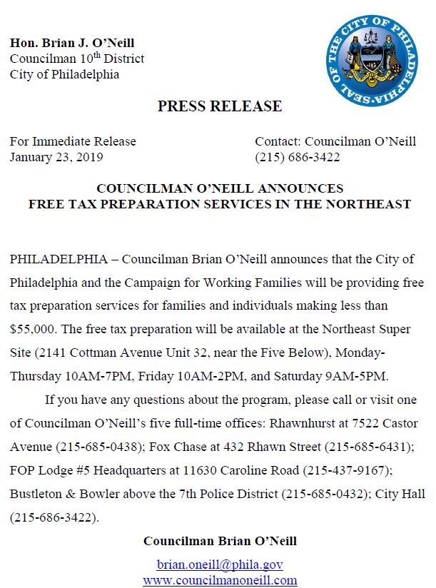 ONeill4NEPhilly's tweet image. Free Tax Preparation Services Available In The Northeast:
@CWFPhilly