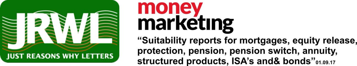 IFAReasonsWhy's tweet image. OFFER ENDS 31st JAN - For all your report writing needs JRWL have it covered Suitability reports for mortgages/loans/equity release, protection, pension, pension switch, annuity, structured products, ISA and bonds buff.ly/2Mh0O0G
#financialadvisor #ISA #pensionswitch