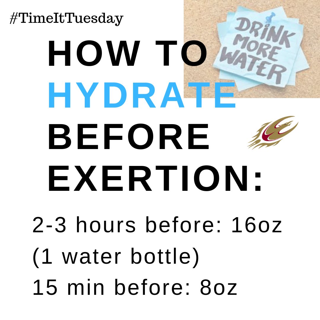 ElonSportsMed's tweet photo. Ever wonder exactly how much you should drink before you perform 🤔 timing of your hydration protocol is key 🔑 for staying hydrated &amp; performing your best! Note: you may need to hydrate beyond these amounts depending on the day / type of activity #fuelingphoenix #timeittuesday https://t.co/xuDS1rX9el