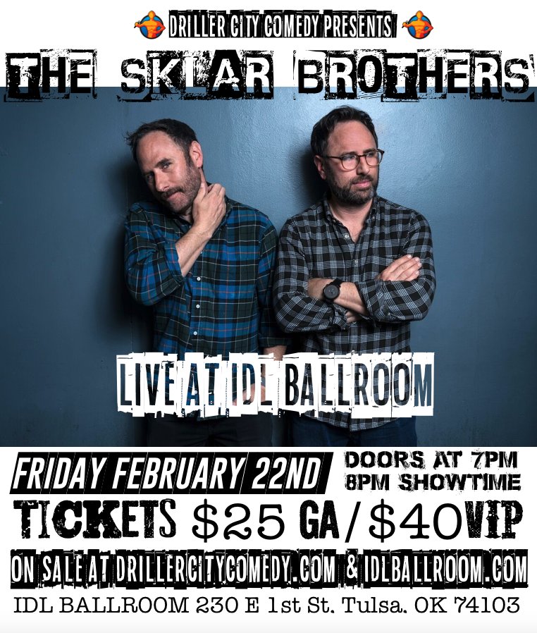 Just announced! <a href="/SklarBrothers/">The Sklar Brothers</a> Live @ IDL Ballroom. Friday February 22nd Tickets go on sell today at noon! drillercitycomedy.com &amp; idlballroom.com

#dcc2019