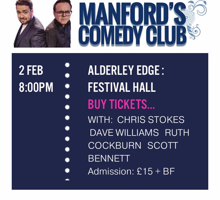 Line ups don’t get better than this Alderley Edge! There are still a few tickets left for this weekend so grab them now!! manfordscomedyclub.com/gigs/alderley-… <a href="/aefestivalhall/">Festival Hall</a> <a href="/scottbcomedyuk/">Scott Bennett - on tour 2025!</a> <a href="/_chris_stokes/">Chris Stokes</a> @ruthecockburn <a href="/standupdavew/">Dave Williams</a> <a href="/alderleyedgecom/">alderleyedge.com</a> <a href="/socheshire/">So Cheshire</a>