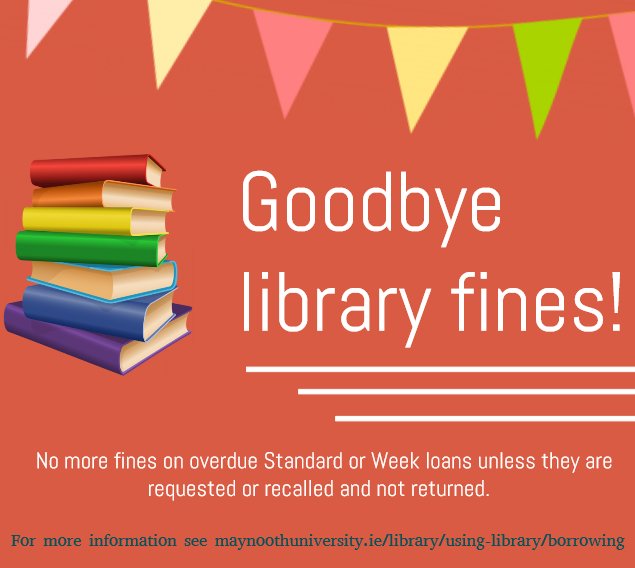 library_MU's tweet photo. No more library fines?
We are delighted to announce an end to Fines on overdue Standard/Week loans. There are some T&amp;Cs (but only small ones 😉) https://t.co/wp6a7iW7bf https://t.co/auEiTbQswV