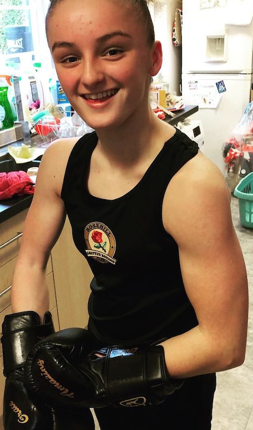 AceBetsCom's tweet photo. @BoxFemNews @Claressashields @KatieTaylor This one has plans to be right up there in years to come. 12 years old, 112lb and trains like a demon. Dedication and commitment to the cause https://t.co/HaYOzuo0HN