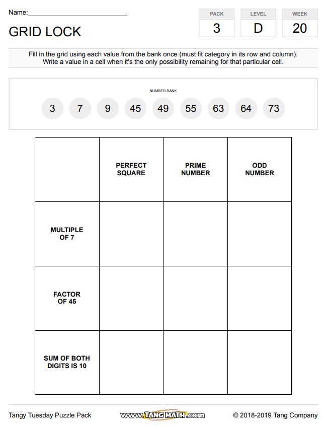 Happy Tangy Tuesday! For gr. 4 kids, mastering multiplication &amp; division is key this year &amp; factoring is a critical, overlooked standard. Grid Lock is great for honing kids reasoning &amp; factoring skills &amp; developing PATIENCE. I don't know that word but hear it's important to have!
