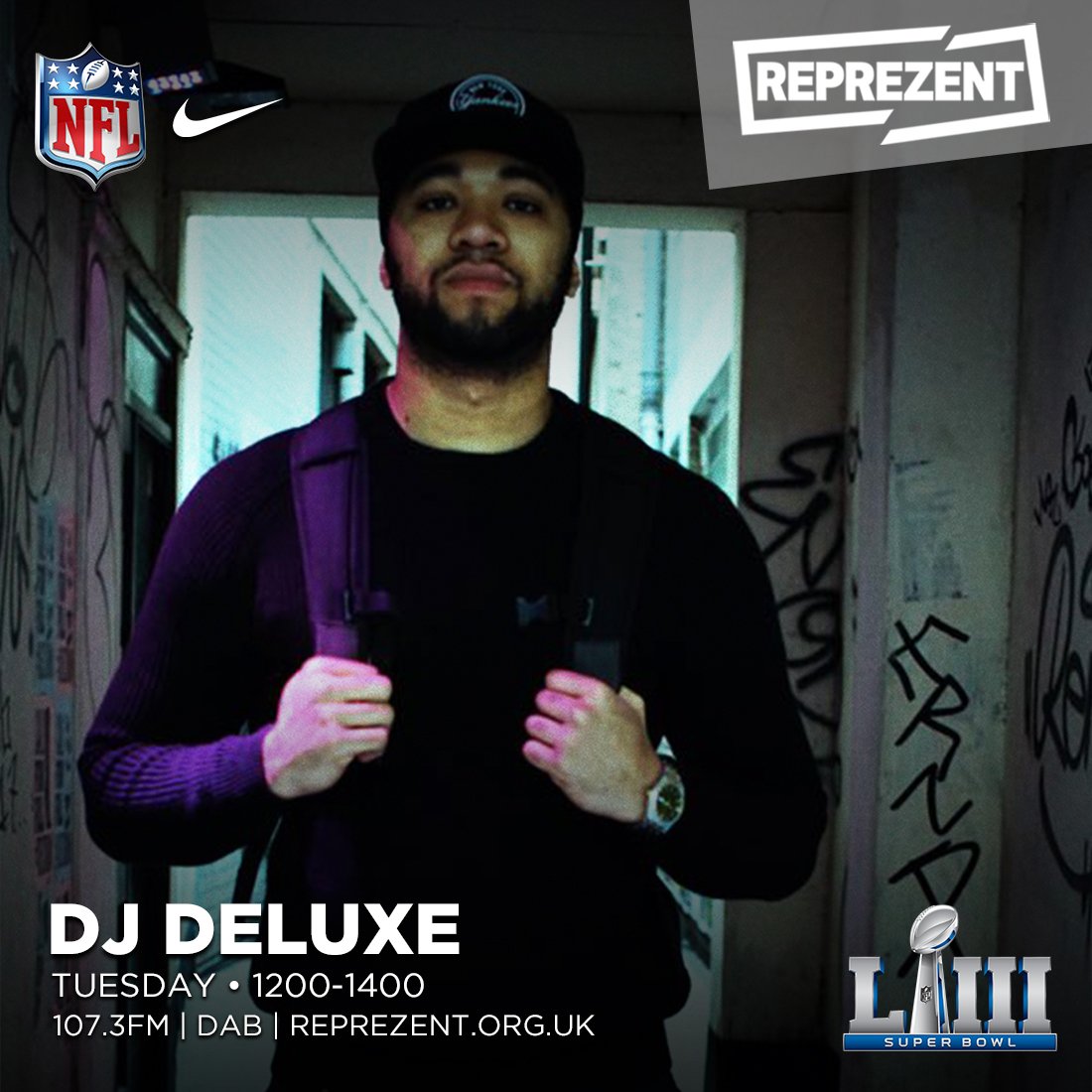 ReprezentRadio's tweet photo. 12:00 - 14:00
@MrDeluxeSays has got some fresh bangers in this week's #NeedToKnowPlaylist π₯π₯
Special guest @biggeorgebucks will be joining him and we'll be guessing what is in 'Deluxe's Ball Bag' π
π @NFLUK #NFLLDN π
https://t.co/FganyMhOqb | 107.3FM | DAB https://t.co/9SiKnj8oUH