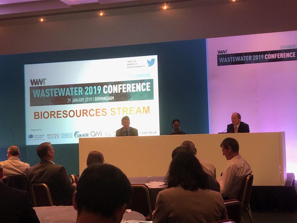 WaterAllianceNL's tweet photo. Hein on stage during the #Bioresources stream @wwtlive. This has been a great morning so far, very enthusiastic for the rest of the program. #wwtwastewater19 #Innovation #Bioresources #InnovationChain @Watercampus https://t.co/FGhnnEJM1a