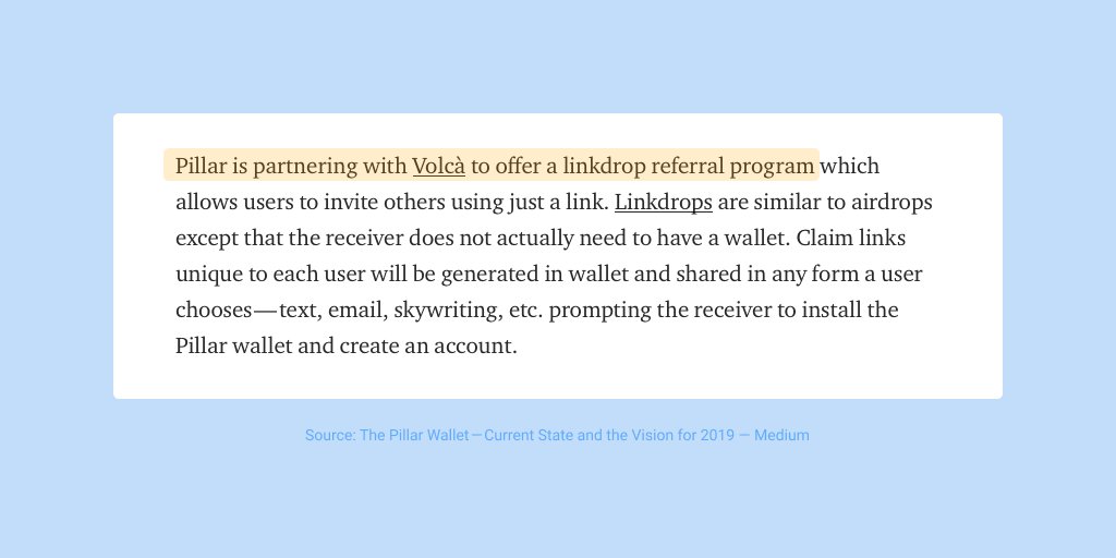 volca_tech's tweet photo. Excited with the upcoming work with @PillarWallet on integrating the linkdrop referral program https://t.co/098tRCTlDM https://t.co/CpNfGD04lo
