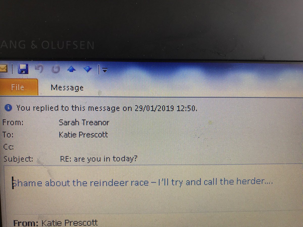 kprescott's tweet photo. The best email I’ve had all year #preparingforNorway #samiweek @TreanorSarah https://t.co/cRrzszLygm
