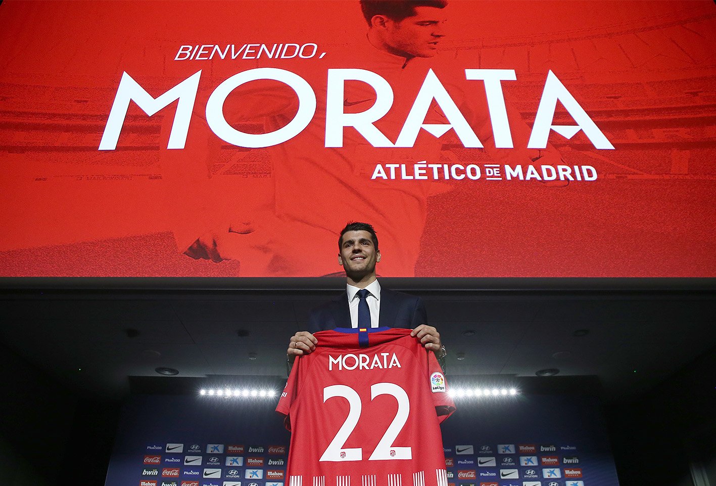 Álvaro Morata, durante su presentación (Foto: ATM).