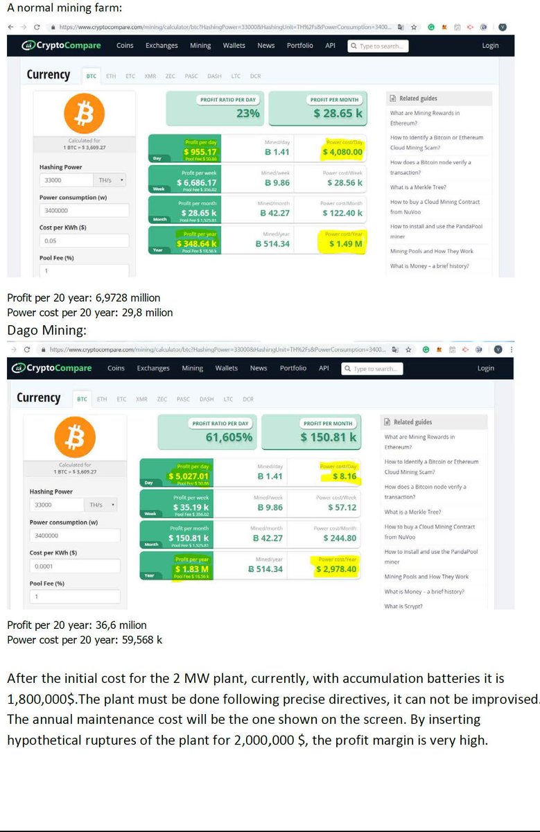 Dago_Mining's tweet image. BE YOUR BANK WITH DAGO MINING : These two screens show you the profitability of Dago Mining. In example, we took 1000 B3 GMO waiting for the tests to confirm the cards we will use produced by us, the costs should be 50% less. It's cool , yes or not? 😉🤗