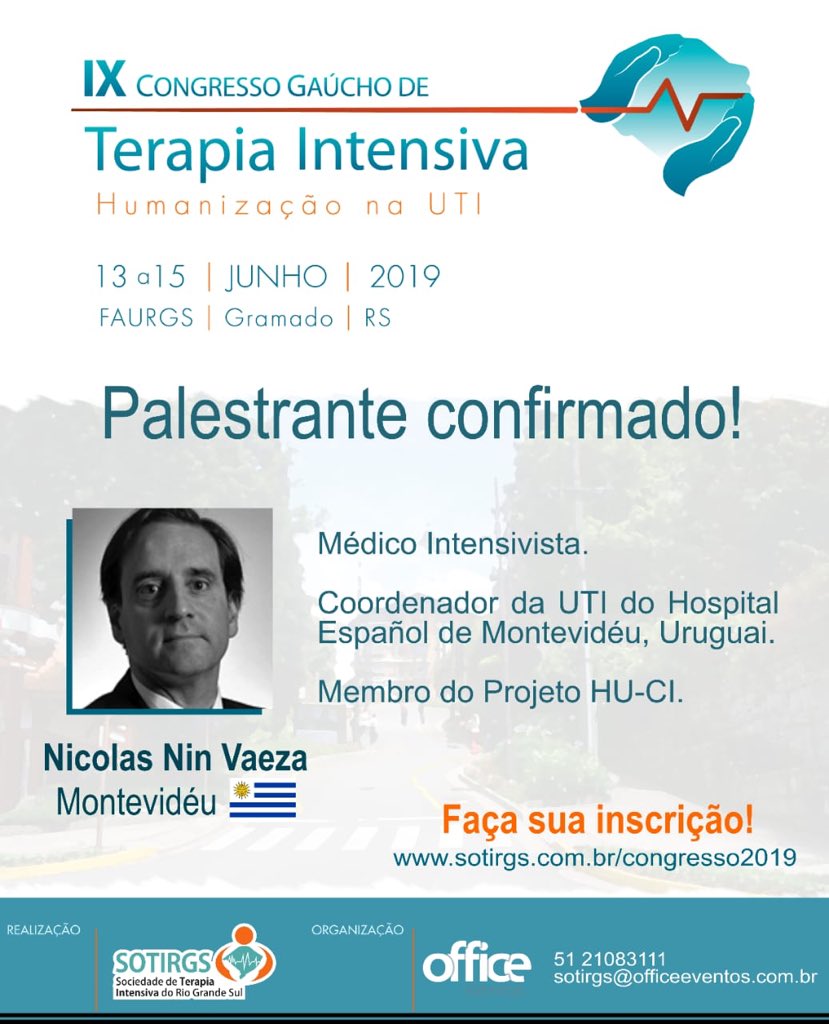 Sotirgs's tweet photo. Mais um palestrante internacional confirmado! Garanta já a sua participação no IX Congresso Gaúcho de Terapia Intensiva! https://t.co/jGa98pH9pz