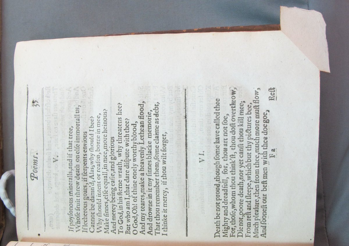 theULSpecColl's tweet photo. Together in the #readingroom: The first edition of John Donne's collected poems (1633) and the stunningly calligraphed Leconfield manuscript (ca 1620-1632). All this beauty and a bonus discovery for #temoinTuesday! https://t.co/ENzm14IPW1