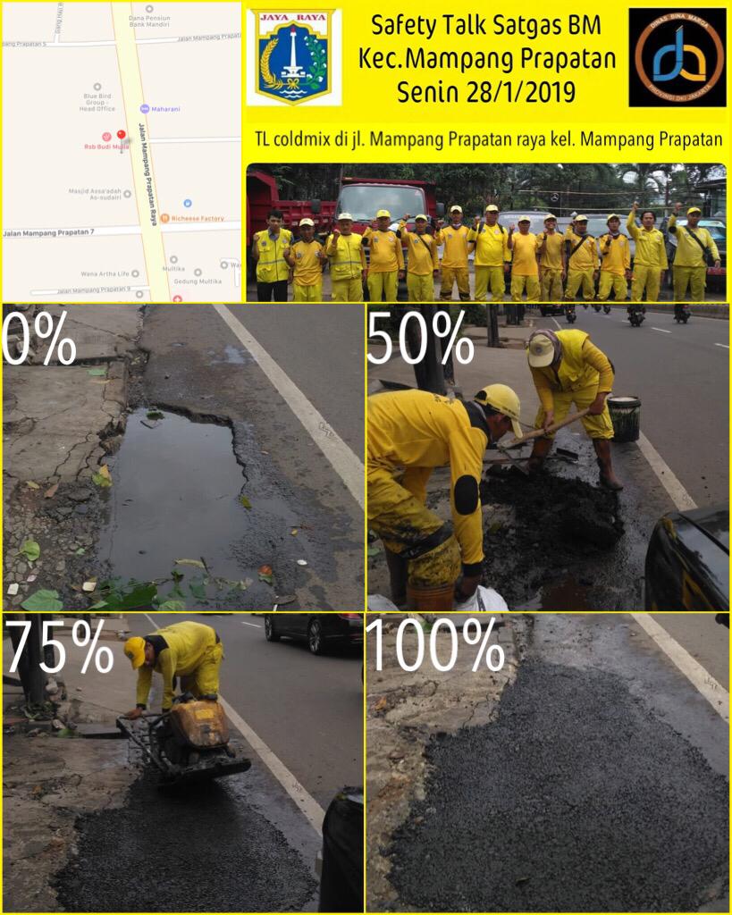 SDBMmampang's tweet photo. TL Cold Mix
Satgas Bina Marga
Kecamatan Mampang Prapatan
di Jalan Mampang Prapatan Raya
@aniesbaswedan 
@DinasPemel 
@DPUDKIJakarta 
@KotaJaksel 
@Suparno66312292 
@pasukankuning https://t.co/AlvepQkUEB