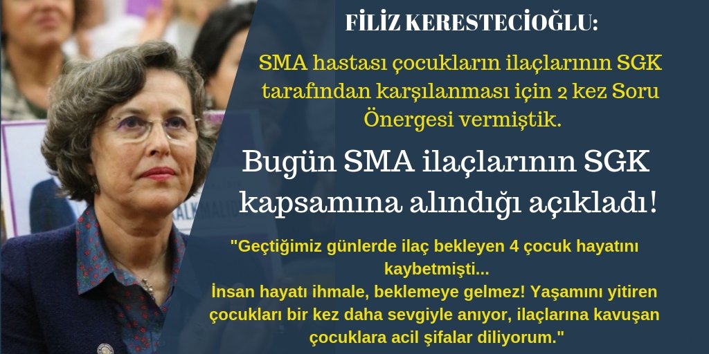 SMA ilaçları SGK kapsamına alındı!
Ne yazık ki, ilaç bekleyen 4 çocuk yaşamını kaybettikten sonra...
İlaçların karşılanması için 2 kez Önerge vermiştik.
İnsan hayatı ihmale, beklemeye gelmez! Kaybettiğimiz çocukları sevgiyle anıyor, ilaçlarına kavuşan çocuklara şifalar diliyorum.