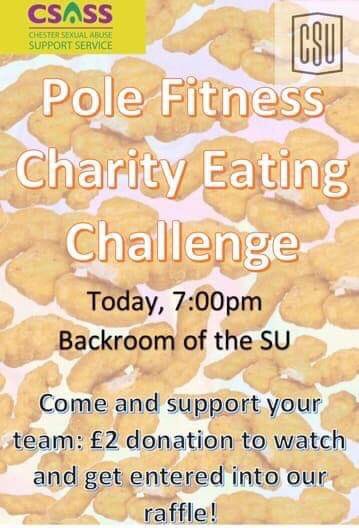 Join us today in the SU! #uocpolefitness #eatingchallenge #charitytuesday