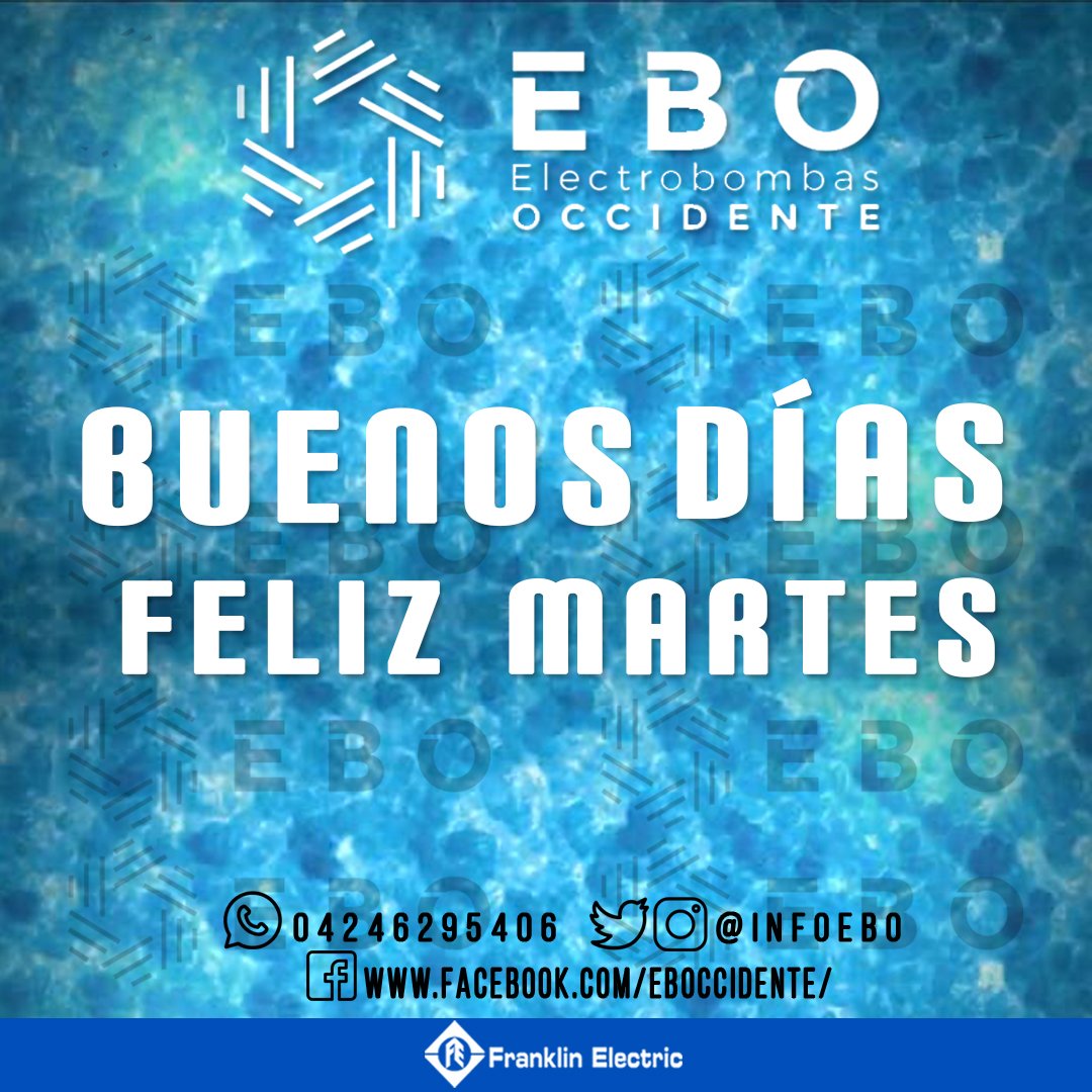 infoebo's tweet photo. buen día! para todos feliz martes.. recuerden seguirnos en nuestras redes sociales trabajamos de lunes a viernes horarios de 8:00am a 12:00pm y de 1:30pm hasta las 5:00pm contactamos!
#SomosEBO #FelizDia  #Martes  

#Agua #Equipos #BombasDeAgua #Pozos #Riego https://t.co/I8qZf47vHe