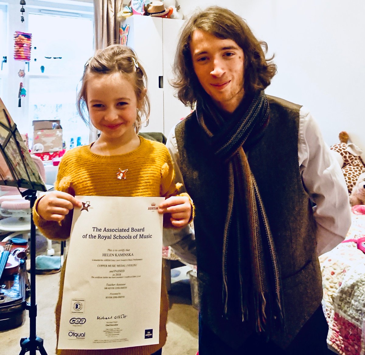 SCMTMusic's tweet image. SCMT Music tuition would like to congratulate Helen and her tutor River for passing the @ABRSM Copper Music Medal in violin. What an achievement... keep up the good work!  cassam.co.uk/latest/