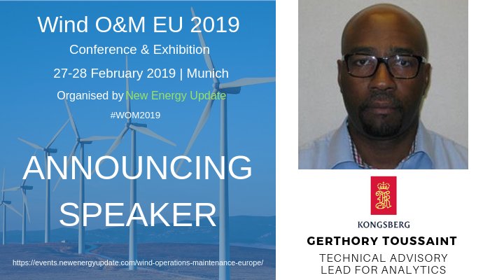 We are proud to have Gerthory Toussaint from <a href="/kognifai/">Kongsberg Digital</a> as an Official Speaker at Wind O&amp;M Europe 2019! Check out what else will be included in the programme: bit.ly/2H2D2Hj #wom2019 #renewableenergy #windenergy #operationsandmaintenance
