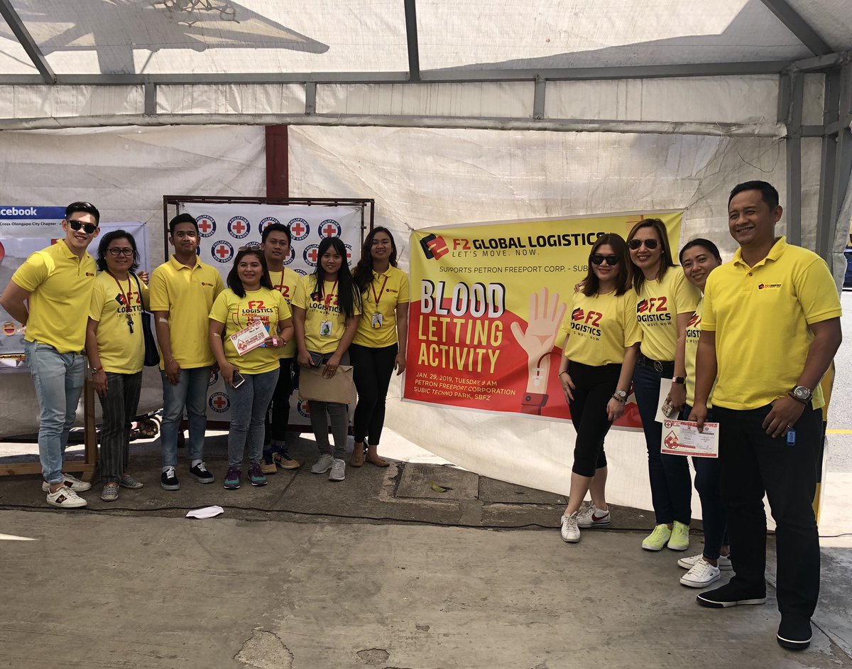 F2LogisticsPh's tweet photo. Be There For Someone Else. Give Blood. Share Life! BE A HERO! 

Today, few of the F2 Logistics employees have volunteered to donate blood happened at Petron Freeport Corp - Subic ☺️❤️💉

#BeAHero 
#ProudToBeF2 
#F2Logistics https://t.co/eit6z9r3GE