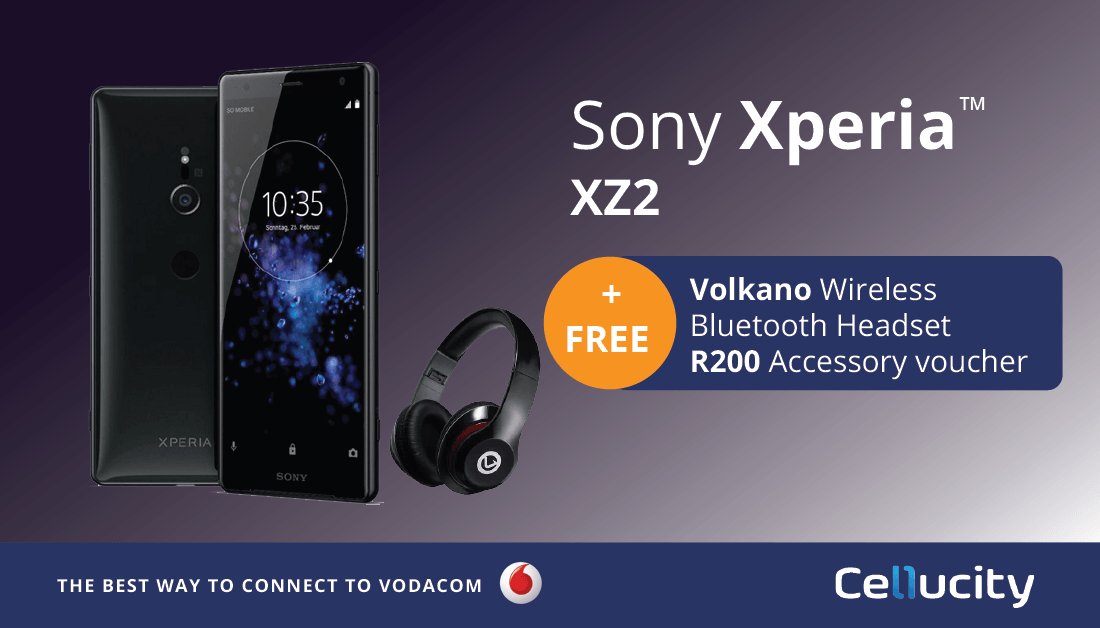 MAJOR DEAL ALERT! Get the Sony Xperia XZ2 for R449 pm x24 on SMART XS+.💥 Get a FREE Volkano wireless bluetooth set + a R200 Accessory voucher!📱💃SAVE R1200 with Cellucity

Get more deals here > buff.ly/2B01suZ

 <a href="/SonyXperiaZA/">Sony Xperia ZA</a> #SonyXperiaXZ2 <a href="/Cellucity/">Cellucity</a>