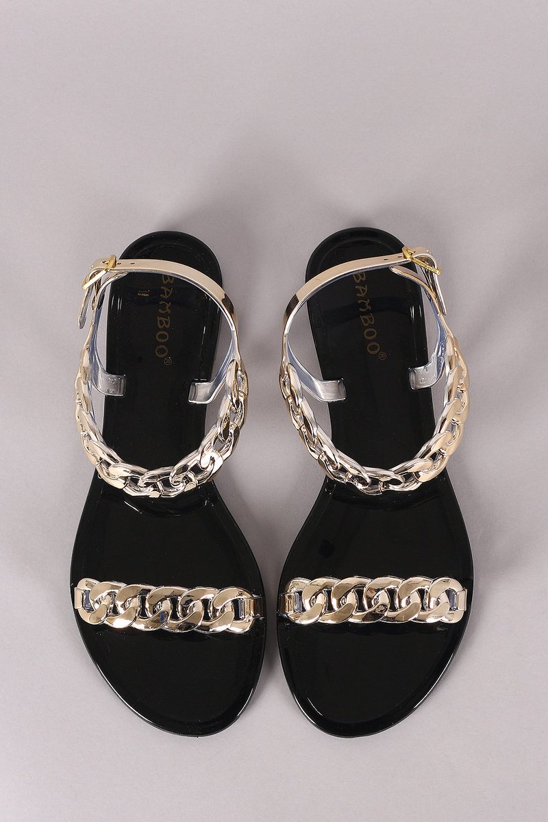 Topaze_Fashion's tweet photo. Bamboo Jelly Metallic Chain Flat Sandal #ladiesfashion #style 
➤ https://t.co/zOBVSHEEiS https://t.co/rsjnETKl01