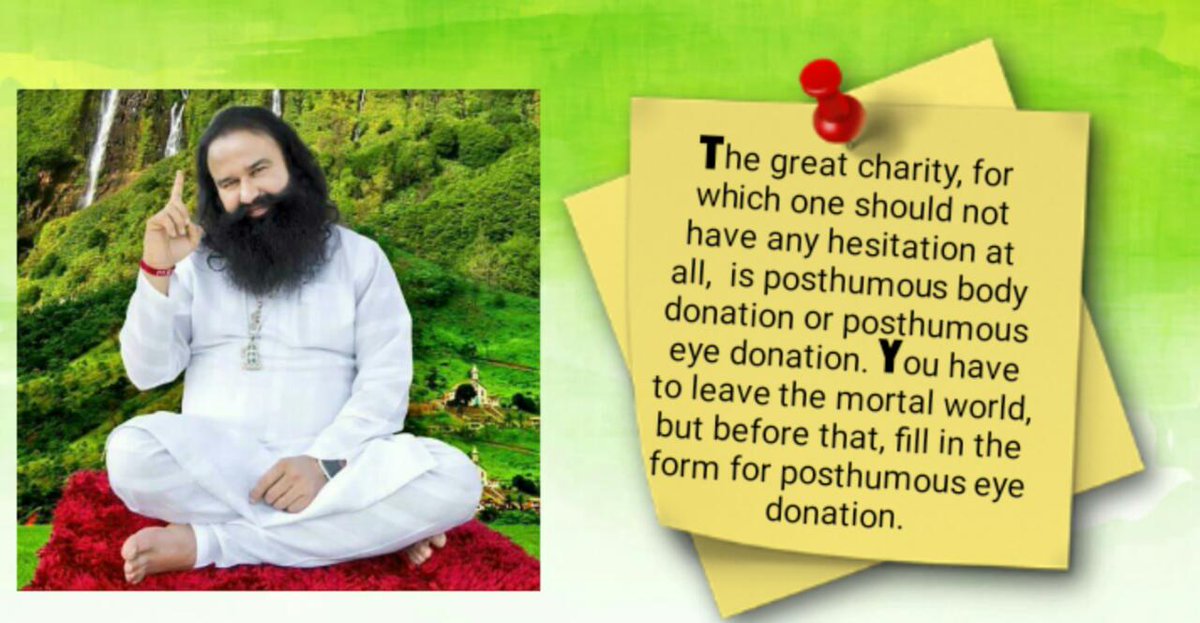 Nimmichopra77's tweet photo. #StMSGExplainsTrueCharity Saint Dr.
@Gurmeetramrahim ji insists that the selfless gift of blood during one's lifetime and eyes &amp; other organs after death is one of the greatest donations one can make. https://t.co/tWroJJjETI