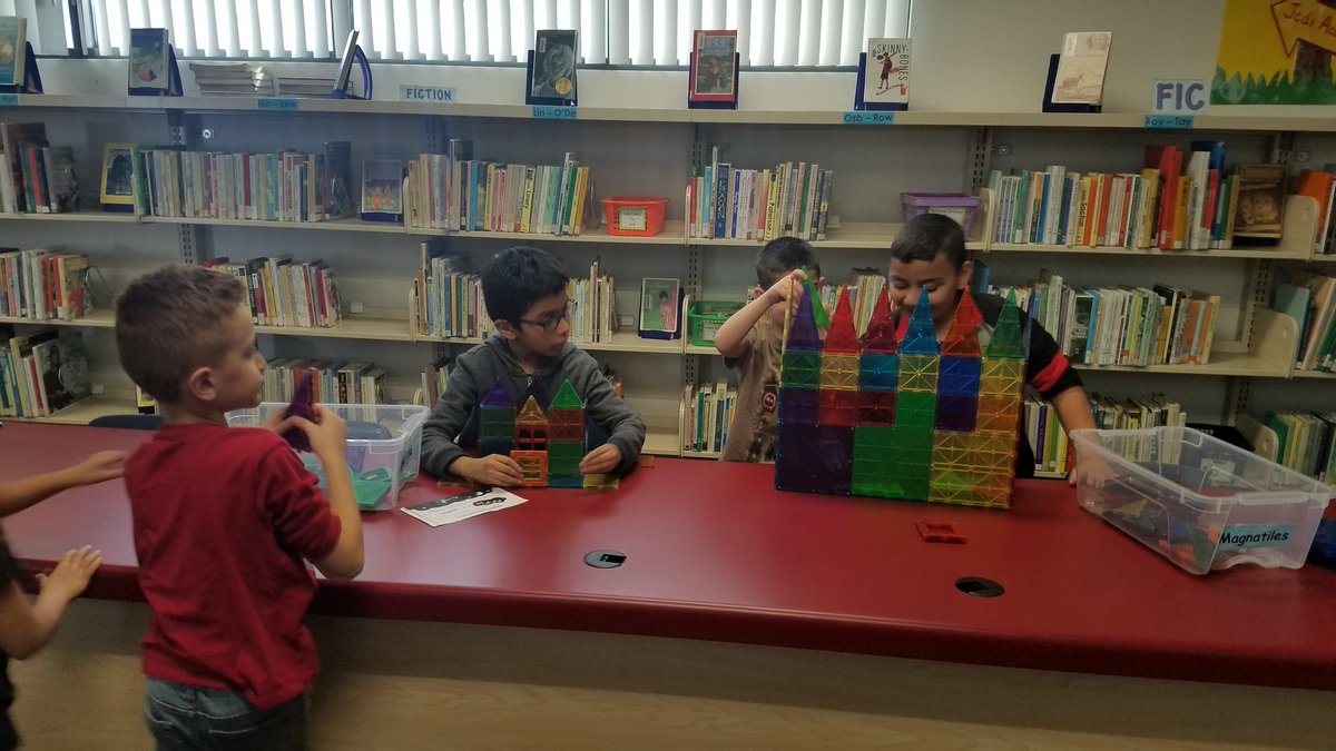 MrsH1027's tweet photo. These students created an awesome structure out of magnatiles at maker space #futurecivilengineers #worldofwork #wow #narancamustangs @NarancaMustangs @CajonValleyUSD https://t.co/IUNPzc1mF1