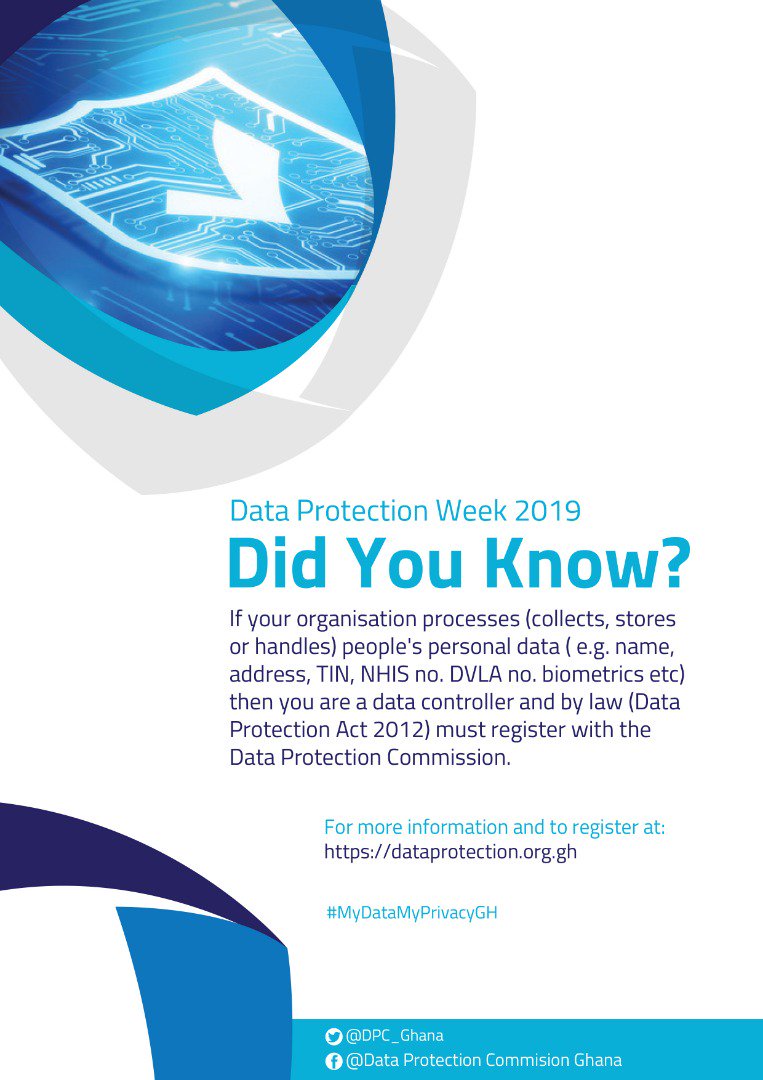 DPC_Ghana's tweet photo. Personal data in the wrong hands can cause great harm, damage & distress, which is why it is important for businesses to put appropriate #privacy policies, procedures and processes in place. Start by registering with us! Visit: https://t.co/kACIbu5R5d #MyDataMyPrivacyGH https://t.co/ZuBZzQEFNd