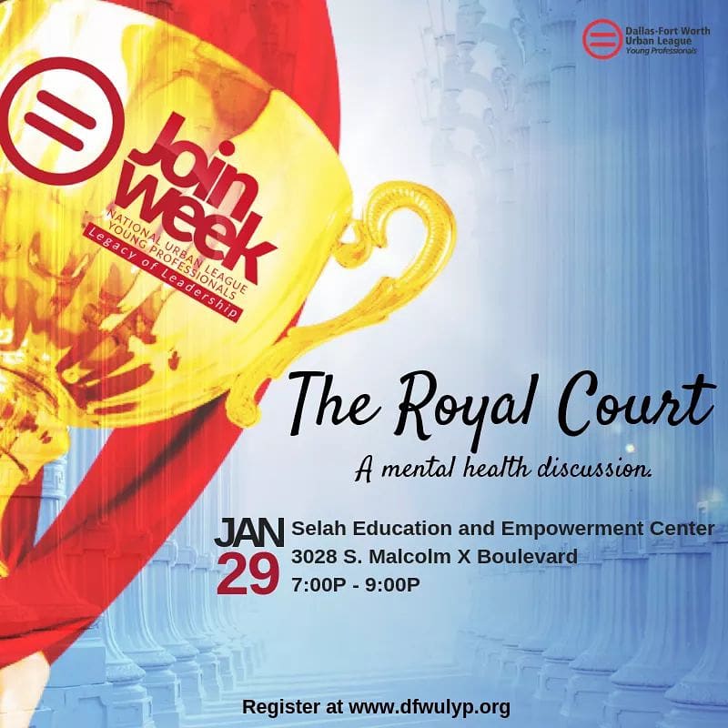 MsDany2U's tweet photo. It's still join week and you can still join me! Tonight lets get serious about mental health awareness in our communities. The @dfwulyp Health and Quality of Life Committee will be hosting "The Royal Court". #JoinWeek19 #LegacyOfLeadership #DFWULYP #joinnow #DFWULYPperks #MEMBER https://t.co/AkxJtK9Rqi