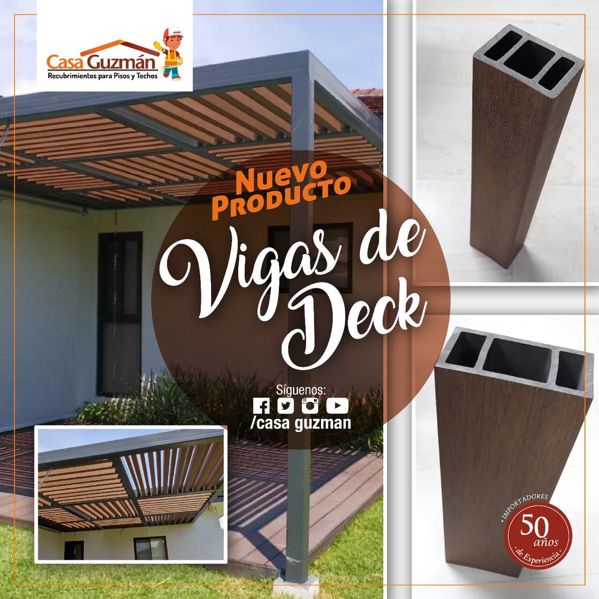 CasaGuzmanEc's tweet image. Tenemos disponibles 3 modelos de Vigas del material Deck las cuales pueden ser usadas para el interior y exterior, en los tamaños de 6x4,2cm, 10x5,2x y 12x6,2x3m. Cotiza a nuestra línea directa y recibe atención personalizada: 099-743-6415 
#CasaGuzmán #Local7 #PlazaQuil #Deck