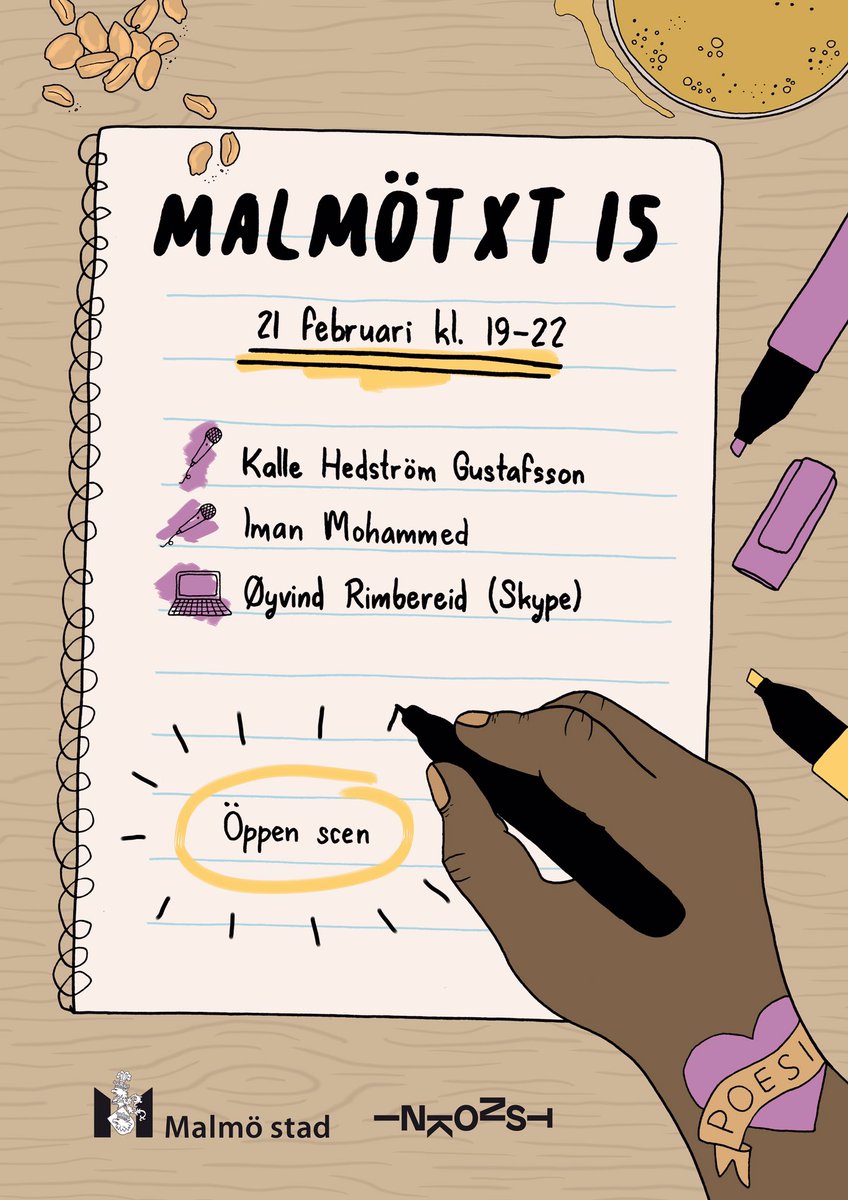 MALMÖTXT 15
21 februari 2019
Kl. 19–22

Øyvind Rimbereid (via Skype)
Kalle Hedström Gustafsson
Iman Mohammed
Öppen scen

Retweet = ❤️