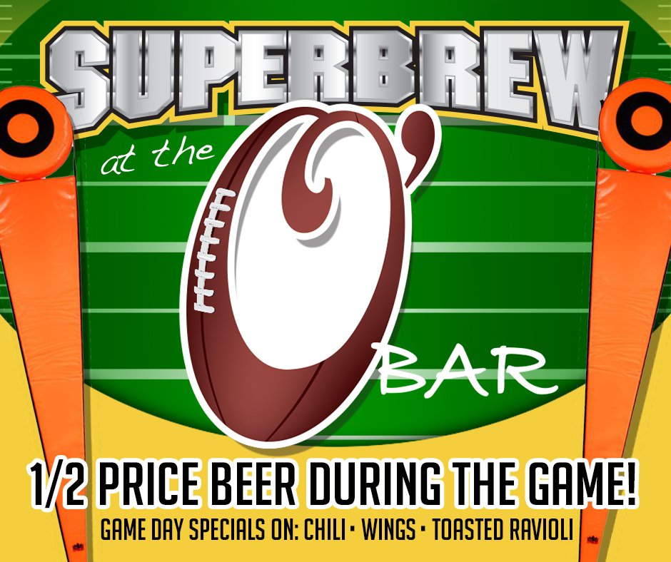 OFallonBrewery's tweet photo. 1/2 Price Beer! That's right! 1/2 Price Beer during the big game on Sunday! Plus we'll have food specials too. #Cheers #SuperBrew #1/2PriceBeer https://t.co/4ASFa52KSt