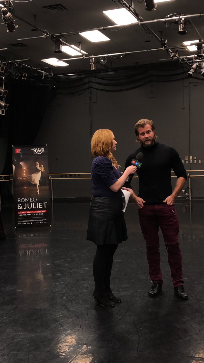 RWBallet's tweet photo. Sword fighting, real life dancer romance and more! We had a great time on @CTVMorningWPG chatting #RWBRandJ https://t.co/mXA9a7SS32
