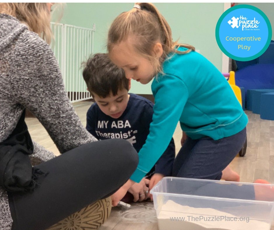 Little "L" and little "H" playing together #cooperativeplay #teamwork #Autism #socialskills #ABA #OT