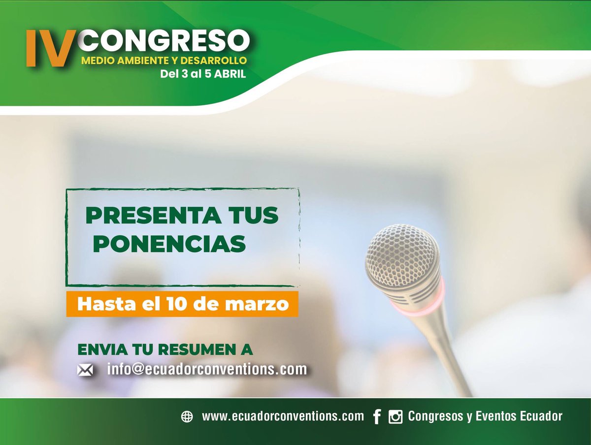 BryanPaul94's tweet photo. ¿Eres estudiante o profesional? Postulate para ser ponente en otro magnífico evento de #StrategikEC y @EcuadorConvent1. Todos a #Cuenca del 3 a 5 de abril. @udecuenca 🇪🇨Reserva YA tu cupo! @mullo_francisco @jacob_2695 @Marcelo_MataG @Ambiente_Ec @TurismoEc @Captur_Azuay https://t.co/qC9XhLO8fP