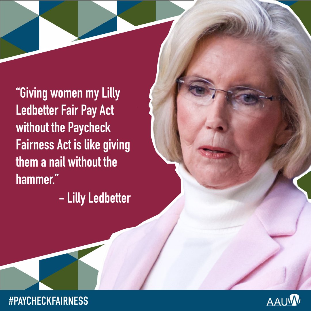 AAUW's tweet photo. 🎉 Happy 10th anniversary to the @Lilly_Ledbetter Fair Pay Act! 10 years later and there's still work to be done! Help end the gender pay gap by contacting your member of Congress about passing the #PaycheckFairness Act: https://t.co/EIyXNXjUIk… #Ledbetter10 https://t.co/yvxHUwnU6F