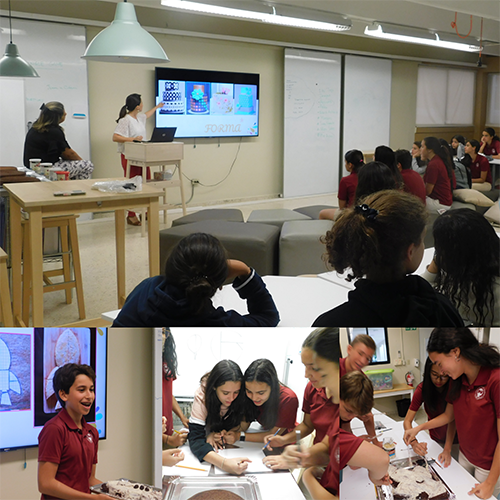 CMSSharks's tweet photo. In 8th grade Visual Arts, students had the opportunity to make their own cake design! Under the guidance of guests Ms. Franco and Ms. Coy, graphic & cake designers, they had the challenge of creating a rocket out of a circular cake while cutting the least amount possible. #cmsfa https://t.co/nnJtrYabMi