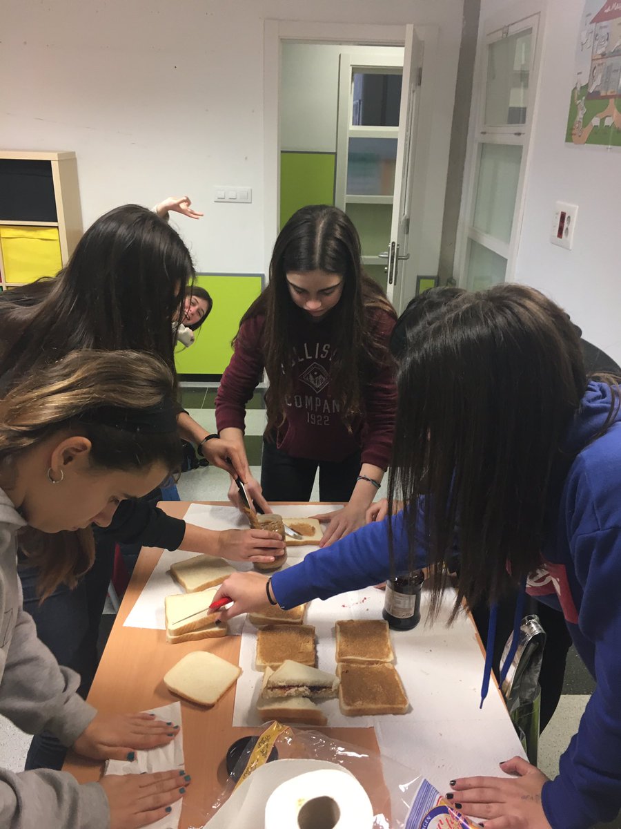 sguilana's tweet photo. Thank you @Sherman_A1966 for the rollercoaster of emotions in #parttimeindian Here we are @inslavall teens trying peanut butter and jelly sandwiches after reading chapter two. #toefl #esl #efl #elt hands on #storytelling #cooking #culture https://t.co/kOBk3SyILz