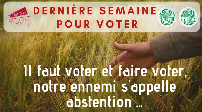 FDSEA57's tweet image. En Moselle comme partout en France, il faut voter et faire voter🗳️. Notre ennemi s'appelle ABSTENTION.
N'attendez plus, pour être représenter par des élus de terrain👨‍🌾 qui se bougent pour la défense des intérêts de la profession agricole🚜 VOTEZ JA+@FDSEA57