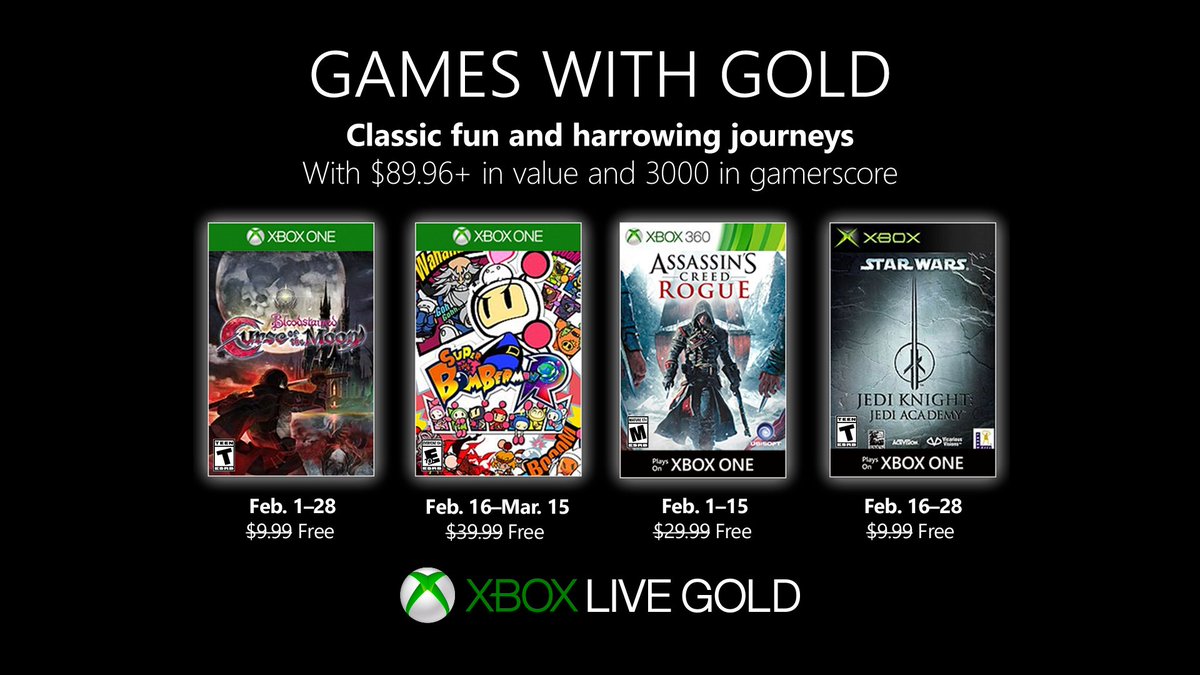 Xbox Live Games with Gold February 2019