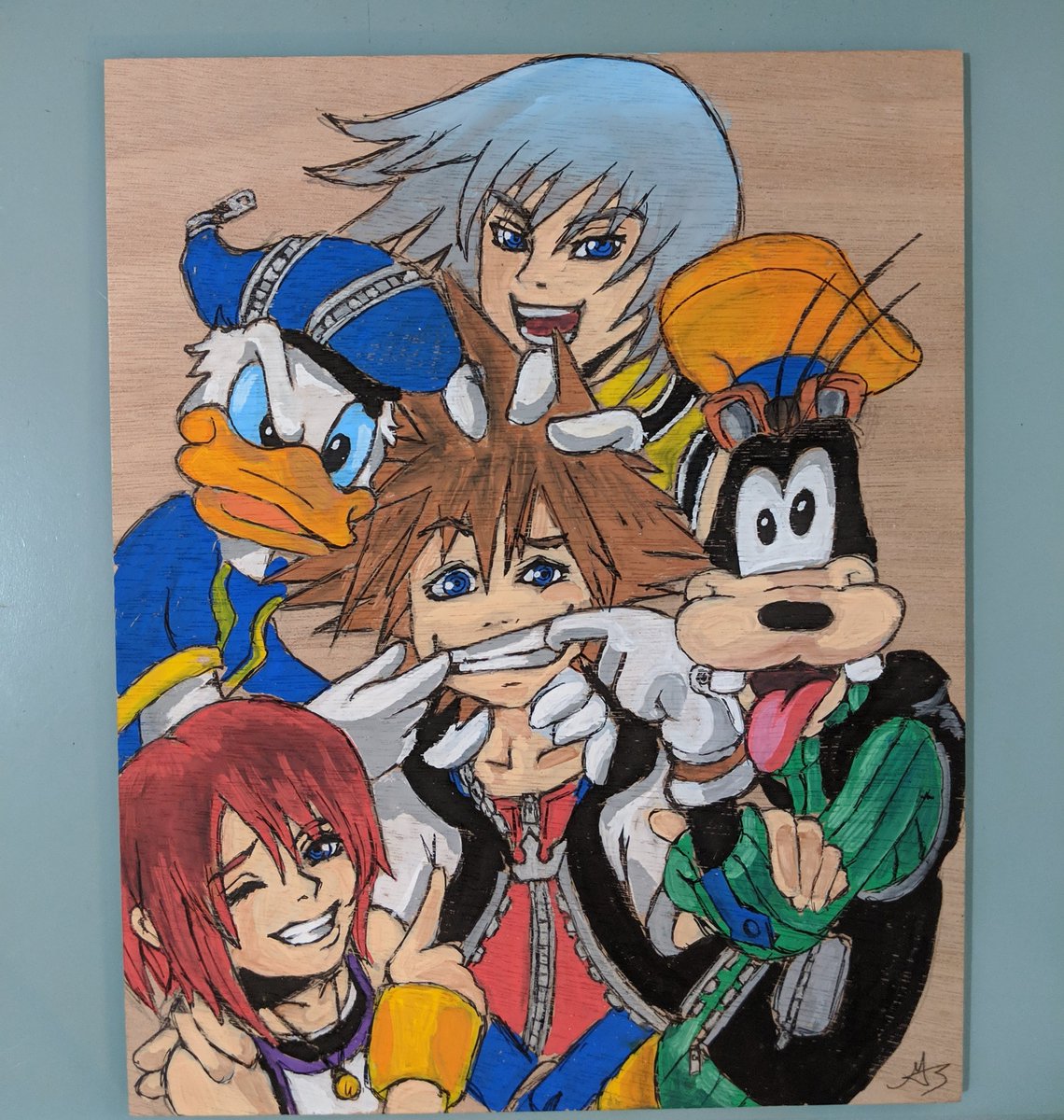 Mooglifeart's tweet photo. I'll be ready as soon as my mail gets here. #KingdomHearts #kingdomhearts3 #ps4 #squareenix #fanart #posca #woodart #doodle #todaystheday #getheresoon #mail https://t.co/f5o6wkAuZ7