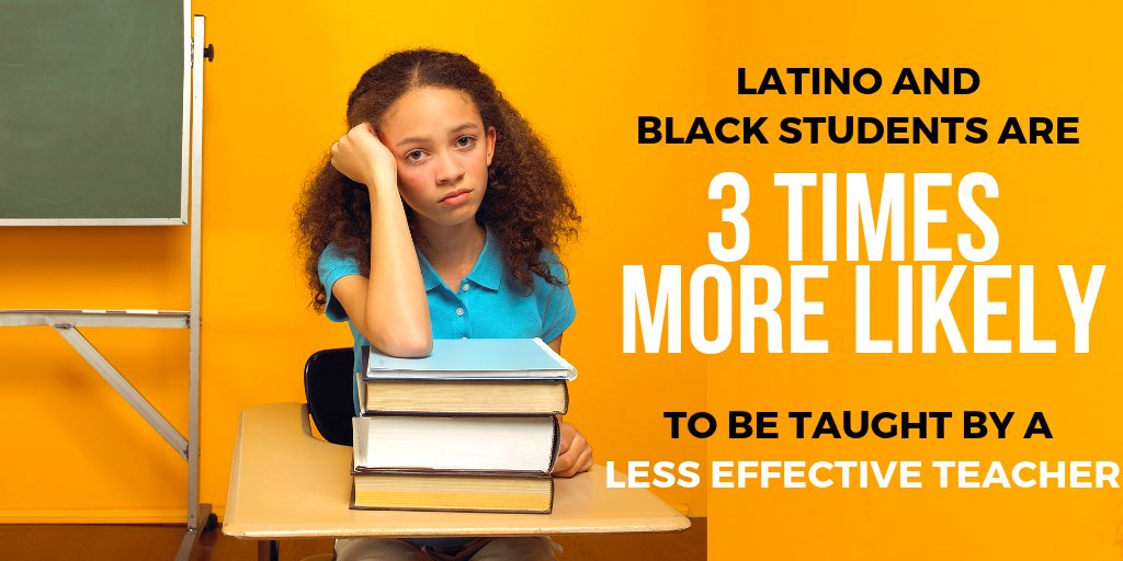 ImAlmaMarquez's tweet photo. Data doesn’t lie. In @LASchools, where @UTLAnow teachers teach, Latino & Black students are 3x more likely to be taught by less effective teachers. Before #CharterCapNow, let’s #FixFailingSchoolsFirst. #Educolor #ThisIsRacismInEducation #StudentOutcomesFirst @WeAreUnidosUS @NAACP https://t.co/EYNU6TJPHd