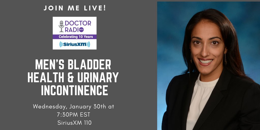 Mark you calendars 📅right now! I'll be on @siriusxm 110, #doctorradio #radioshow Tomorrow at 7:30 pm⌚EST talking about men's #bladder health and urinary #incontinence with @LeobStacy and @NYUdocs
@ummc @umwomensurgeons @ummedschool