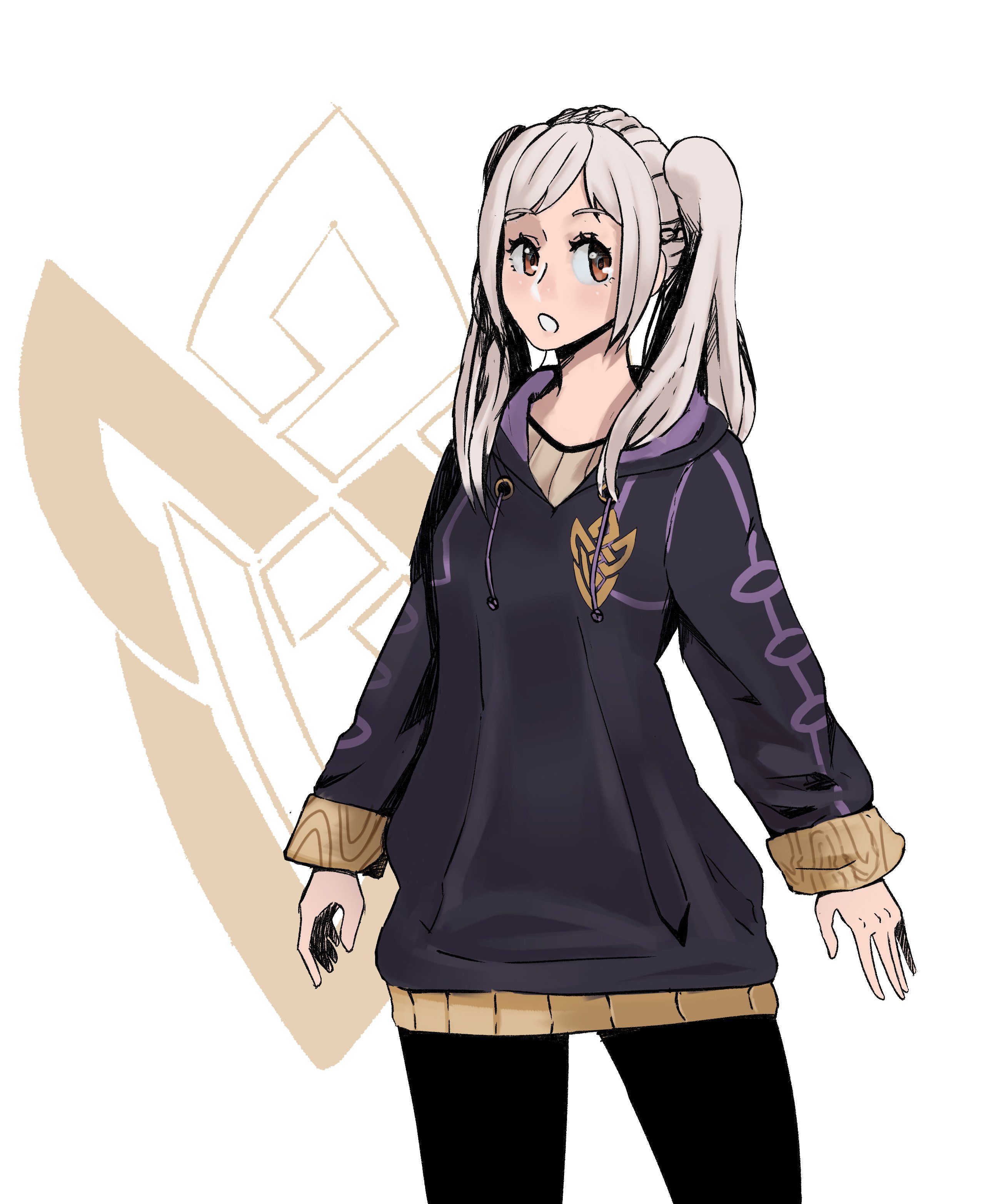 Girl in oversized hoodie drawing online
