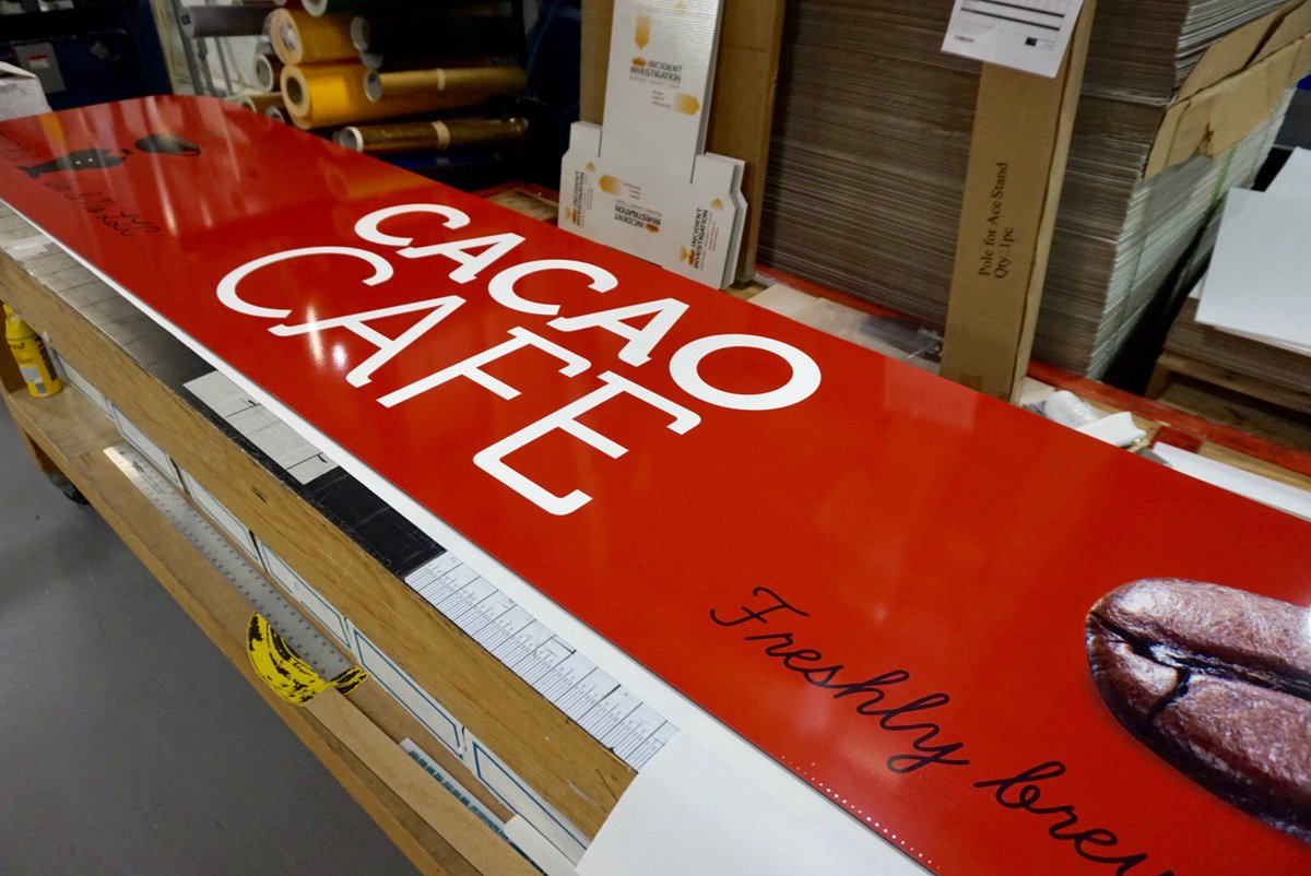 OmegaHIPS's tweet image. Freshly brewed at the shore. Cacao Cafe is prepping to open &amp;amp; we're pumped to produce their signage! ☕️ #PrintSignage #PrintDesign #PrintMarketing