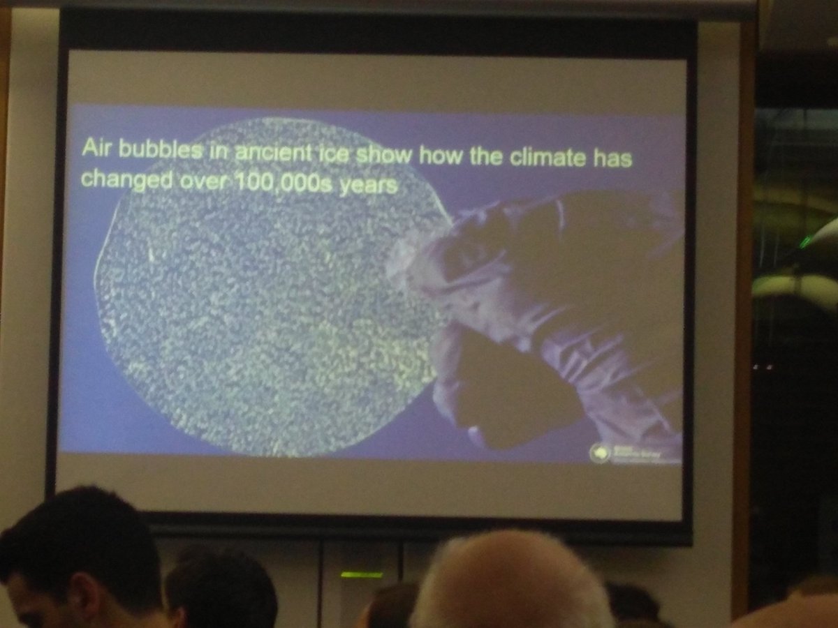 EmmeLedgerwood's tweet image. Prof Dame Jane Francis from @BAS_News shows how #polarscientists are capturing ancient air bubbles to track effects of climate change #POSTannualreception