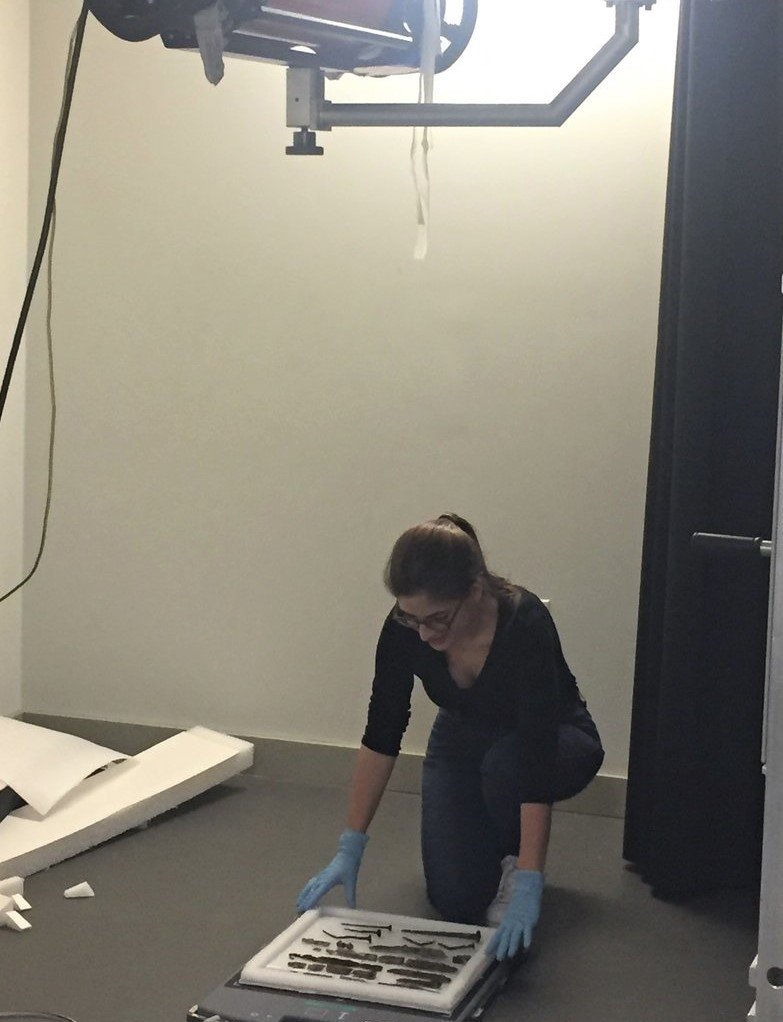CAAMatPenn's tweet photo. Last week #AAMW PhD candidate Olivia Hayden x-rayed metal artifacts from the @pennmuseum’s collections to investigate innovations in metal working and the exchange of technological knowledge in Cyprus and Crete during the Early Iron Age. https://t.co/q1ryDm97Dy