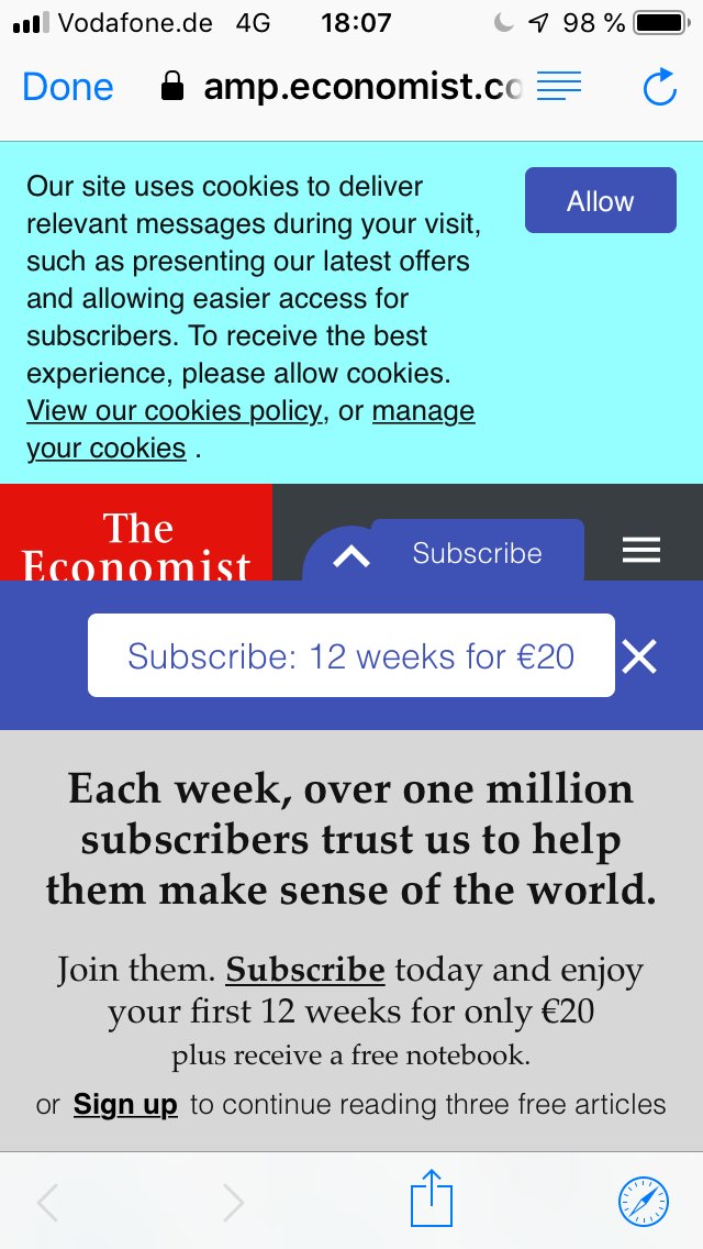 The economist, with pop-ups covering everything.