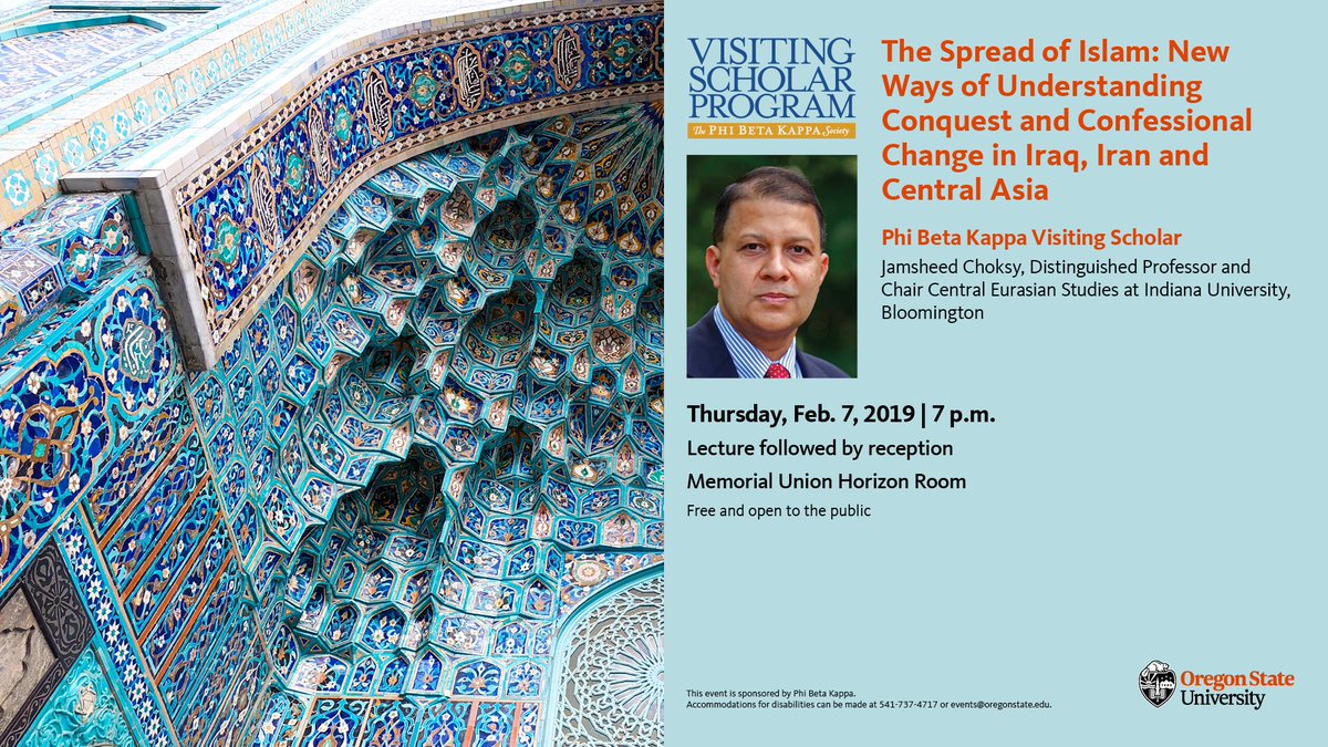 PBKOregonState's tweet photo. Explore how #faith impacts #politics, #internationalrelations, and #security on February 7 via a stimulating lecture by Distinguished Professor Jamsheed Choksy @OregonState @PhiBetaKappa #VisitingScholar

#phibetakappa #iran #iraq #centralasia #scholarship #tuesdaythoughts https://t.co/gEyeYniFsI