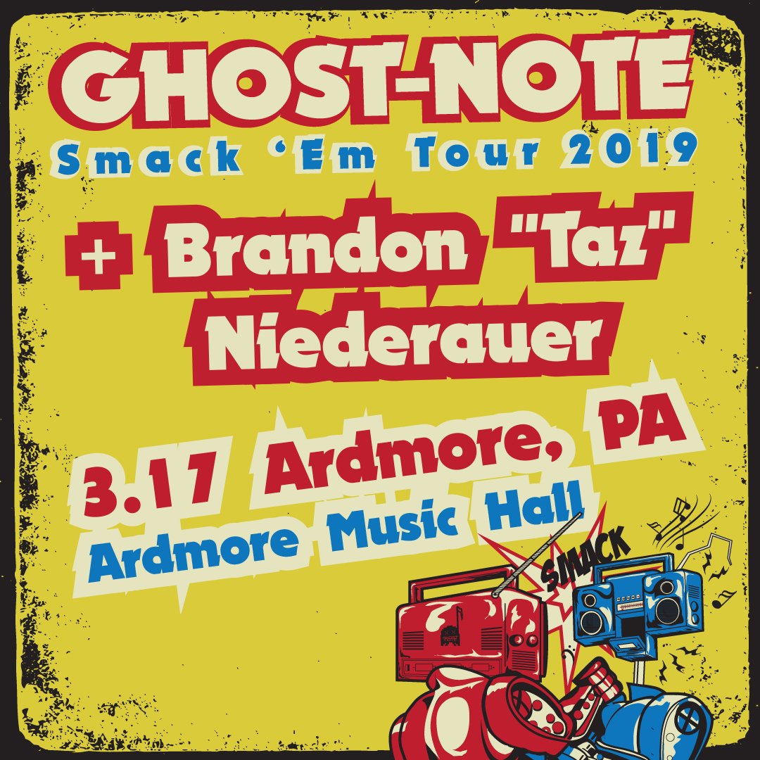 ArdmoreMusicPA's tweet image. 👻☯️JUST ANNOUNCED!☯️👻
We're throwing down an epicly funky St. Paddy's Day party with groove warriors @GNote_Official &amp;amp; the young gun shred-master @NiederauerMusic on 3/17. 

Tickets on sale now, don't miss a beat &amp;gt;&amp;gt; bit.ly/GhostNoteAMH